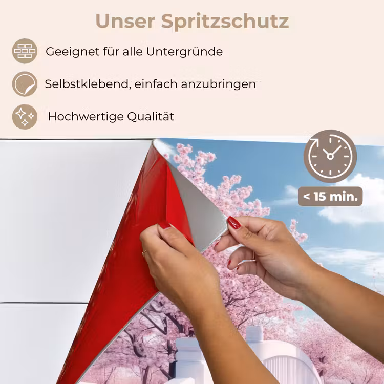 Spritzschutz Küche - Brücke - Kirschbäume - Weiß — 4