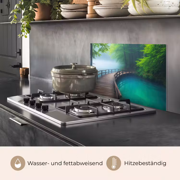 Spritzschutz Küche - Brücke - Wasser - Fluss - Wald — 2