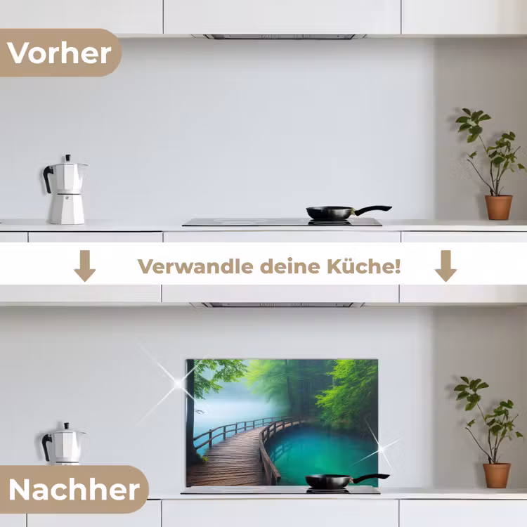 Spritzschutz Küche - Brücke - Wasser - Fluss - Wald — 7