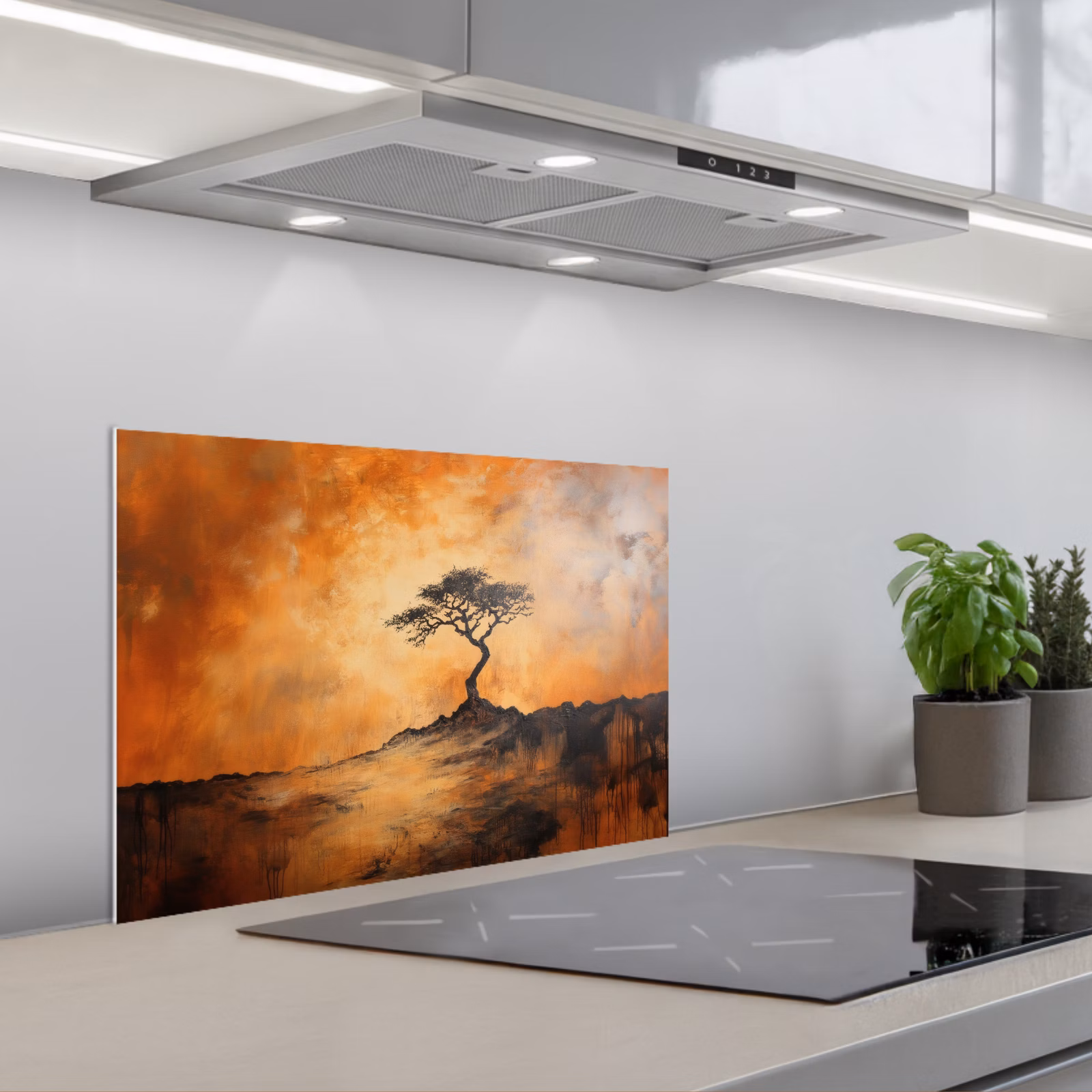 Spritzschutz Küche - Baum - Landschaft - Orange — 1
