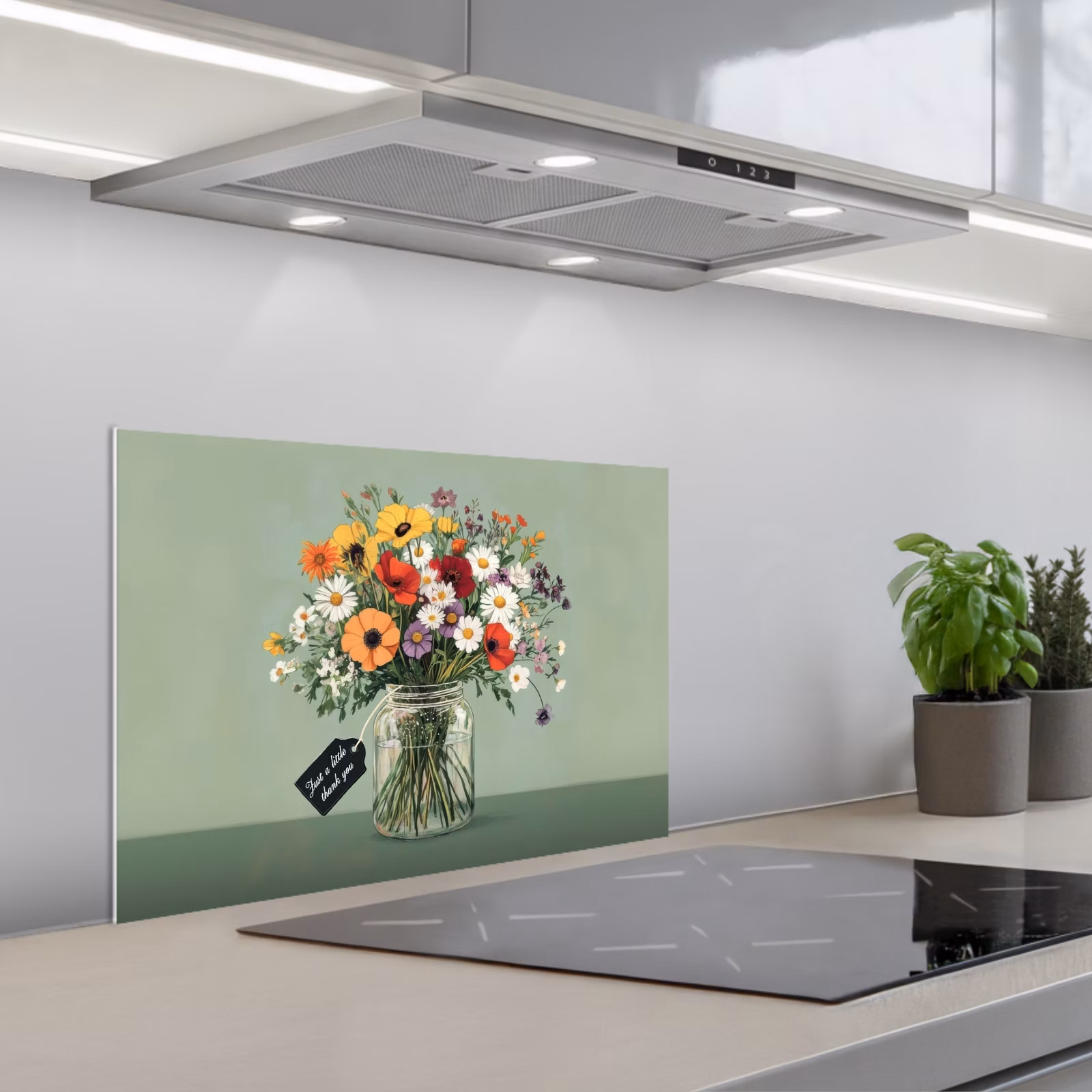 Spritzschutz Küche - Blumen - Vase - Karte — 1