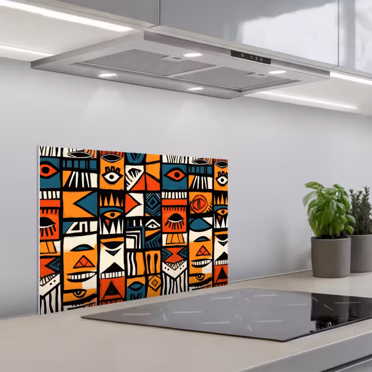 Spritzschutz Küche - Abstrakt - Gesichter - Mosaik — 1