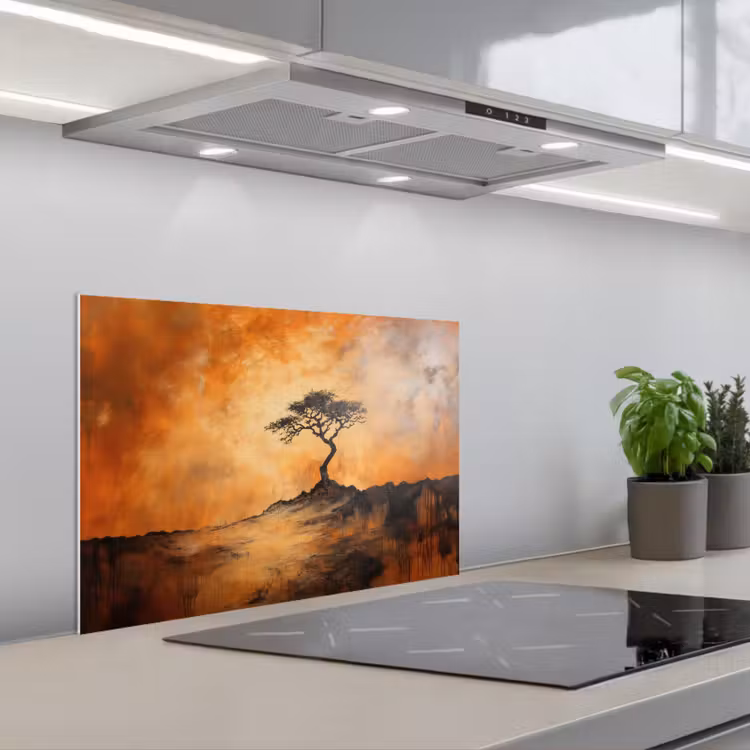 Spritzschutz Küche - Baum - Landschaft - Orange — 1