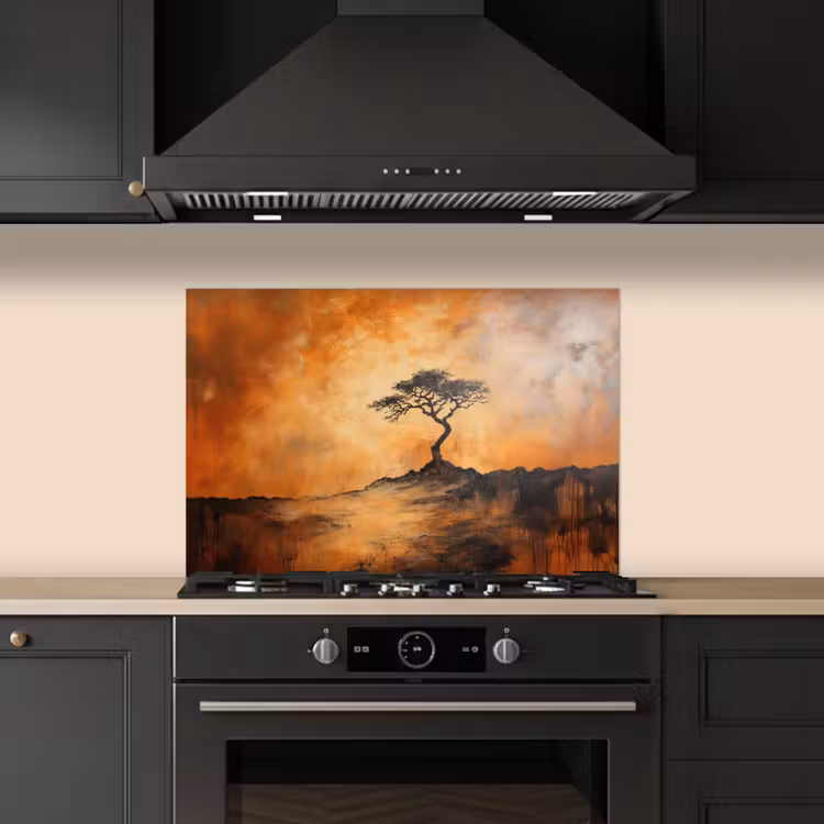 Spritzschutz Küche - Baum - Landschaft - Orange — 5
