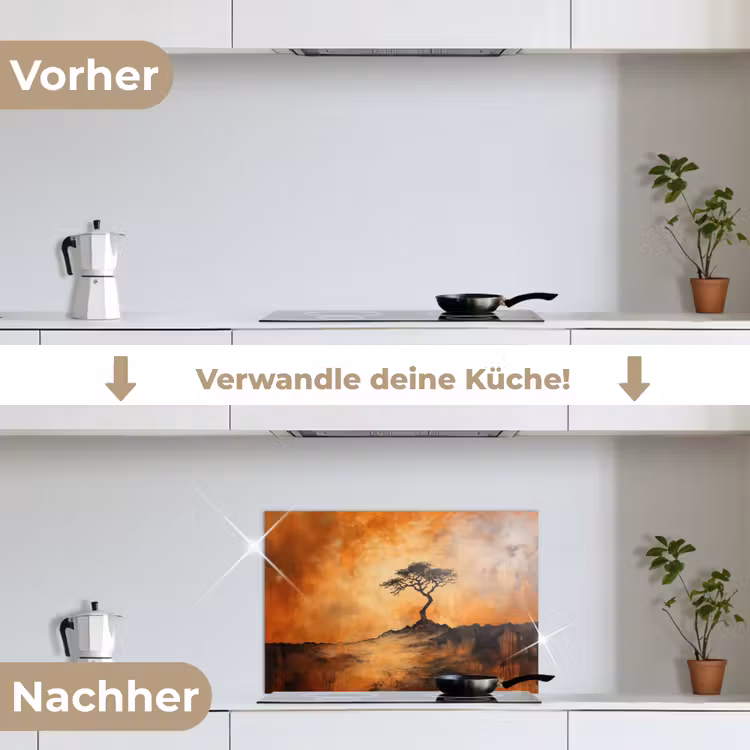 Spritzschutz Küche - Baum - Landschaft - Orange — 7