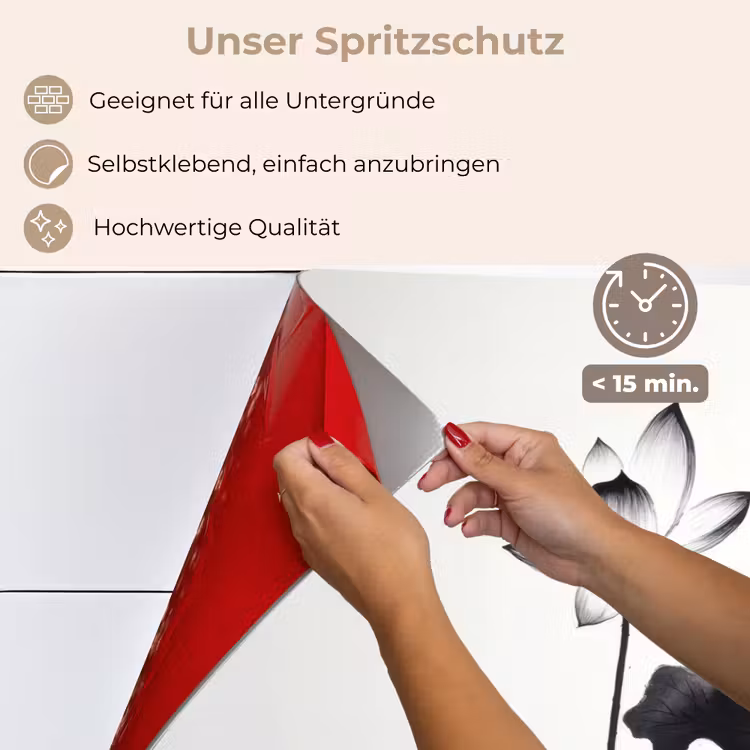Spritzschutz Küche - Blätter - Schwarz - Lotusblume - Minimalistisch — 4