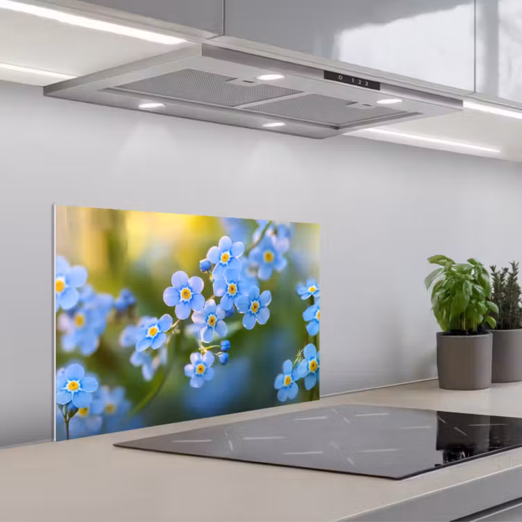 Spritzschutz Küche - Blumen - Blau - Vergissmeinnicht — 1