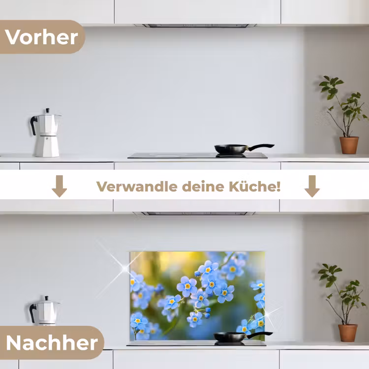 Spritzschutz Küche - Blumen - Blau - Vergissmeinnicht — 7