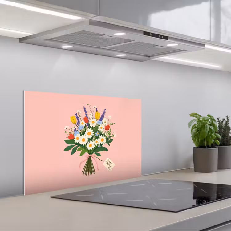 Spritzschutz Küche - Blumen - Farbband - Karte — 1