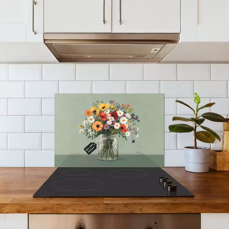 Spritzschutz Küche - Blumen - Vase - Karte — 3