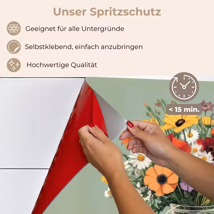 Spritzschutz Küche - Blumen - Vase - Karte — 4