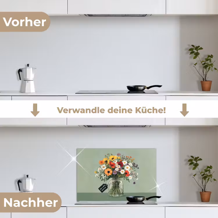 Spritzschutz Küche - Blumen - Vase - Karte — 7