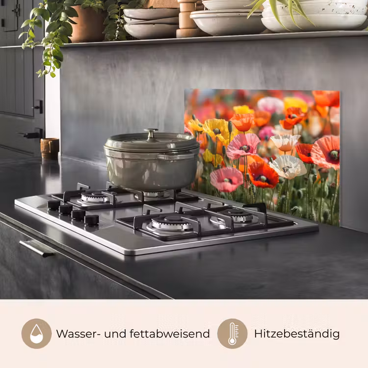 Spritzschutz Küche - Blumenfeld - Mohnblumen - Farbenfroh — 2