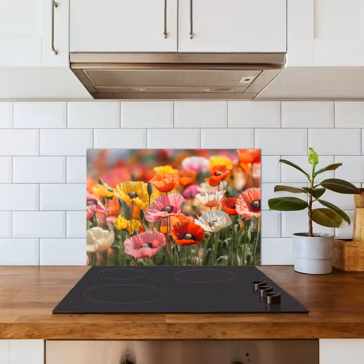 Spritzschutz Küche - Blumenfeld - Mohnblumen - Farbenfroh — 3