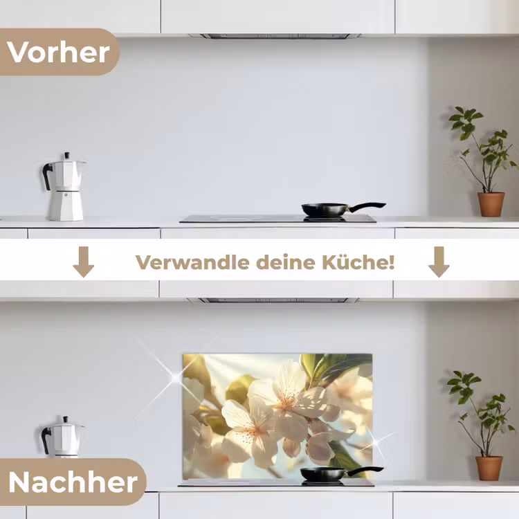 Spritzschutz Küche - Blüten - Weiß - Sonnenstrahlen - Blütenblätter — 7