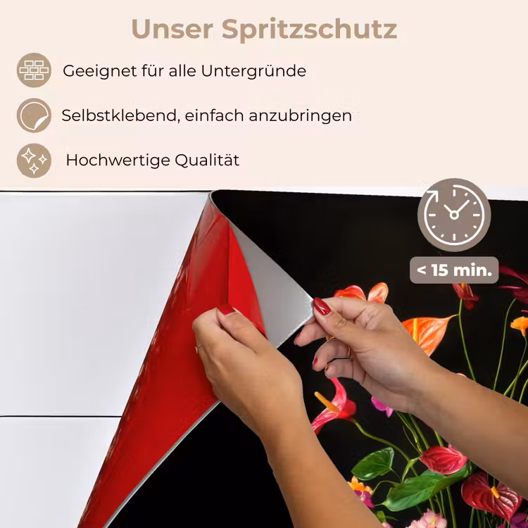 Spritzschutz Küche - Blumen - Vase - Bunt — 4