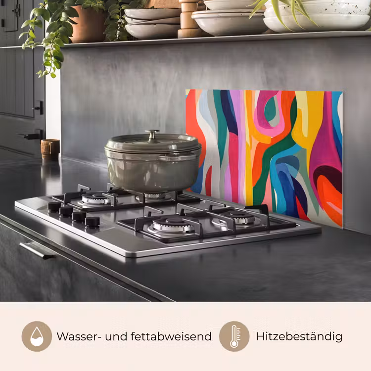 Spritzschutz Küche - Abstrakt - Bunt - Wellen - Linien — 2