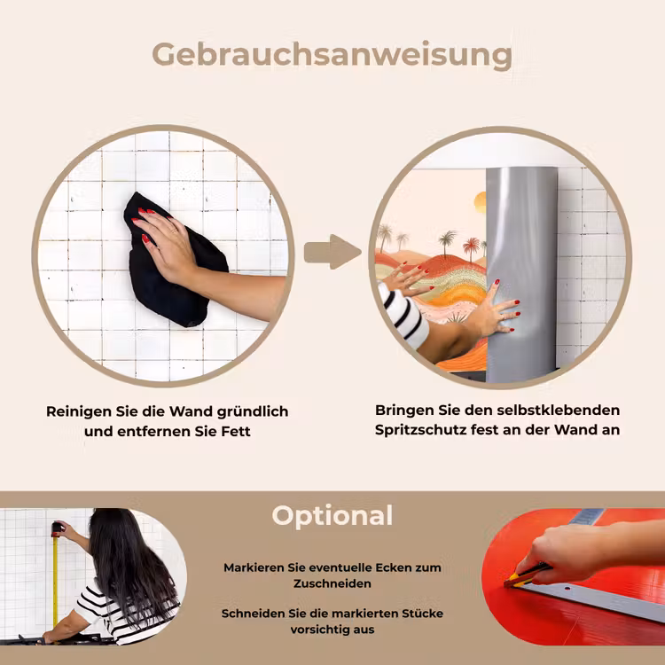 Spritzschutz Küche - Abstrakte Landschaft - Palmen - Farbenfroh — 6