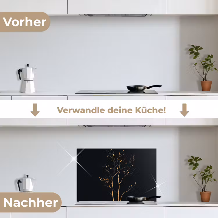 Spritzschutz Küche - Äste - Blätter - Schwarz — 7