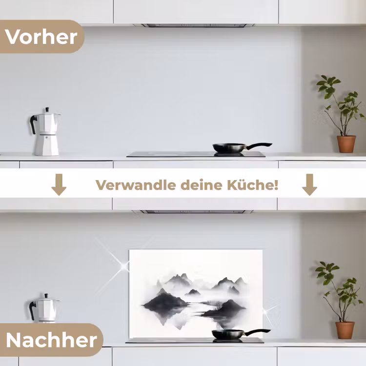 Spritzschutz Küche - Berge - Neblig - Wasser - Weiß — 7
