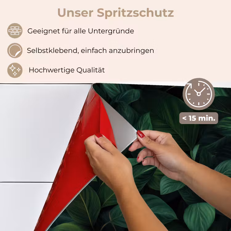Spritzschutz Küche - Blätter - Oval - Grün - Adern — 4