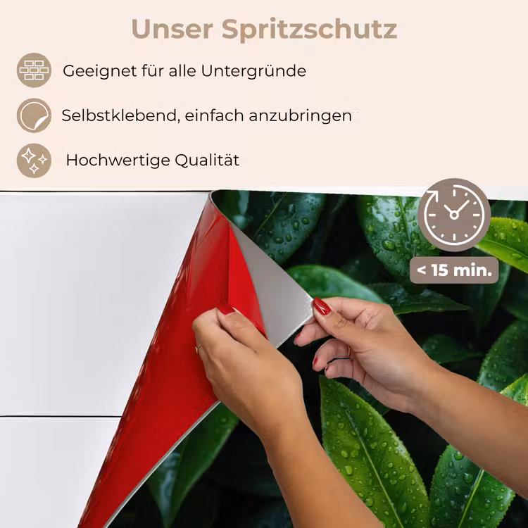 Spritzschutz Küche - Blätter - Regentropfen - Licht - Grün — 4