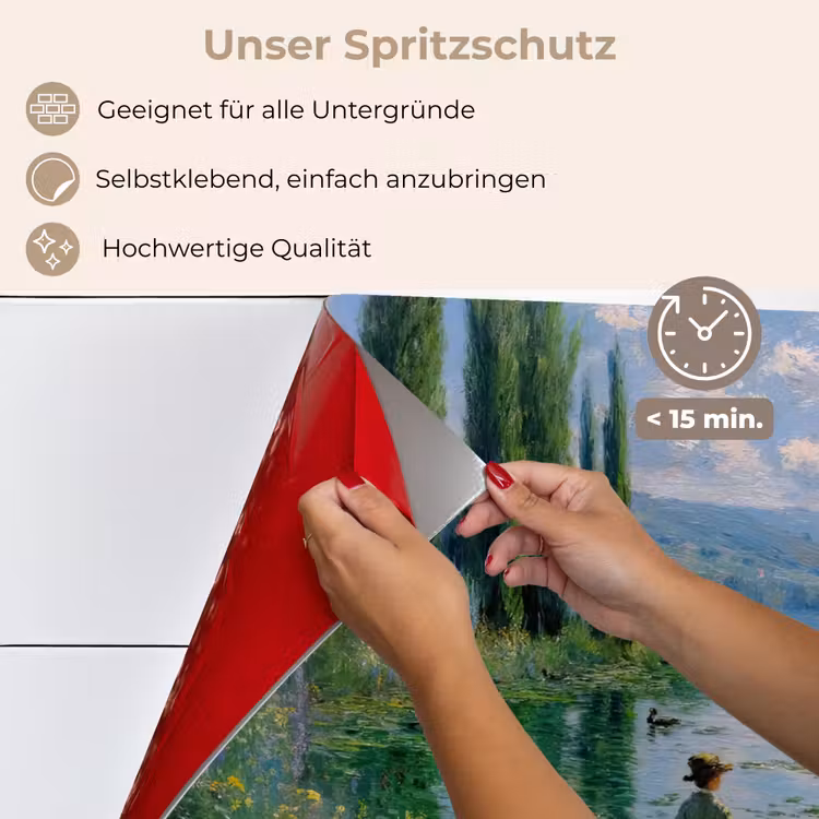 Spritzschutz Küche - Blumen - See - Bergen - Grün — 4
