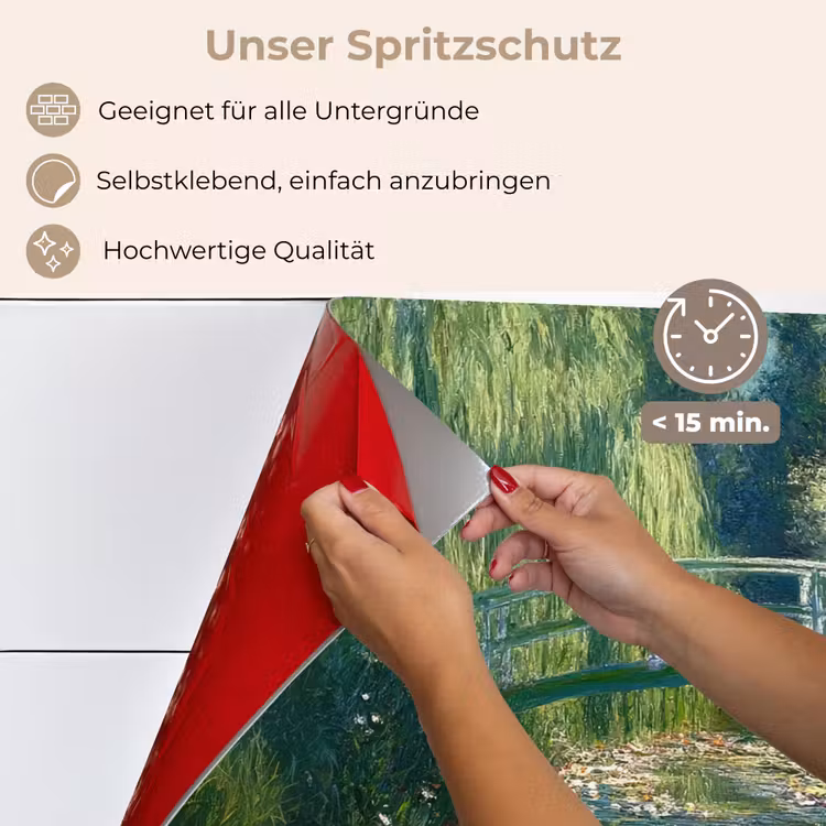 Spritzschutz Küche - Brücke - Holz - Teich - Seerosen — 4