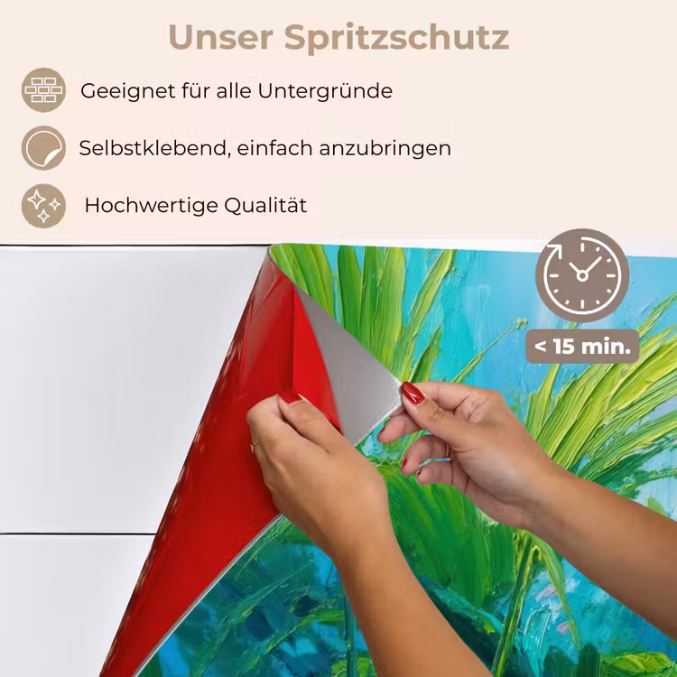 Spritzschutz Küche - Blätter - Grün - Malerei - Abstrakt — 4
