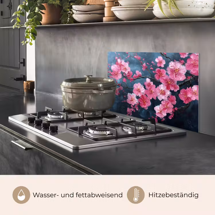 Spritzschutz Küche - Blume - Blüten - Rosa - Abstrakt — 2