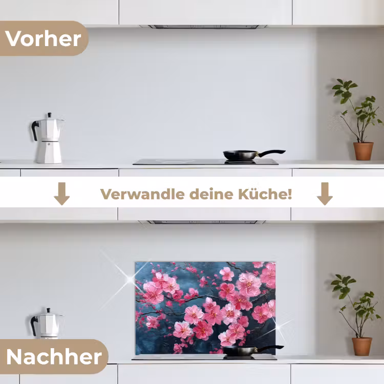 Spritzschutz Küche - Blume - Blüten - Rosa - Abstrakt — 7