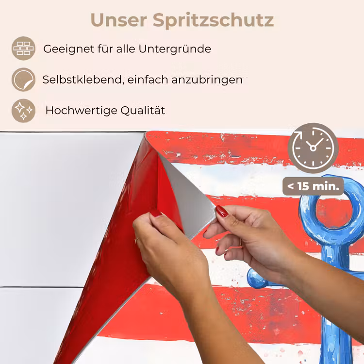 Spritzschutz Küche - Anker - Farbspritzer - Rot - Blau — 4