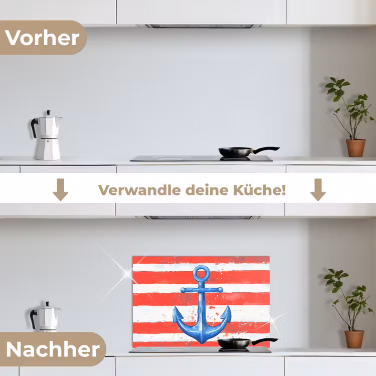 Spritzschutz Küche - Anker - Farbspritzer - Rot - Blau — 7