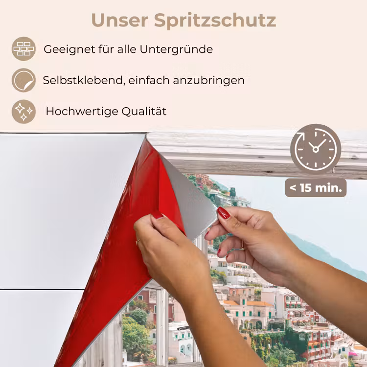 Spritzschutz Küche - Ausblick - Italien - Blumen - Meer - Küste - Stadt - Berge — 4
