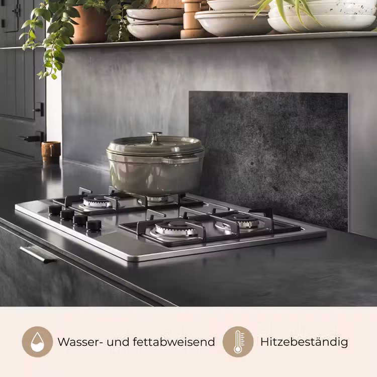 Spritzschutz Küche - Beton - Strukturiert - Retro - Schwarz - Grau - Rustikal — 2