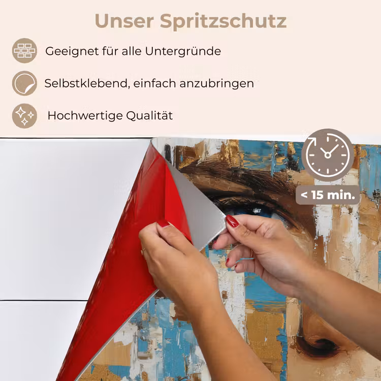 Spritzschutz Küche - Abstrakt - Pinselstriche - Blau - Gesicht — 4