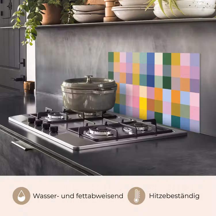Spritzschutz Küche - Blöcke - Quadratisch - Gemustert - Farbig — 2