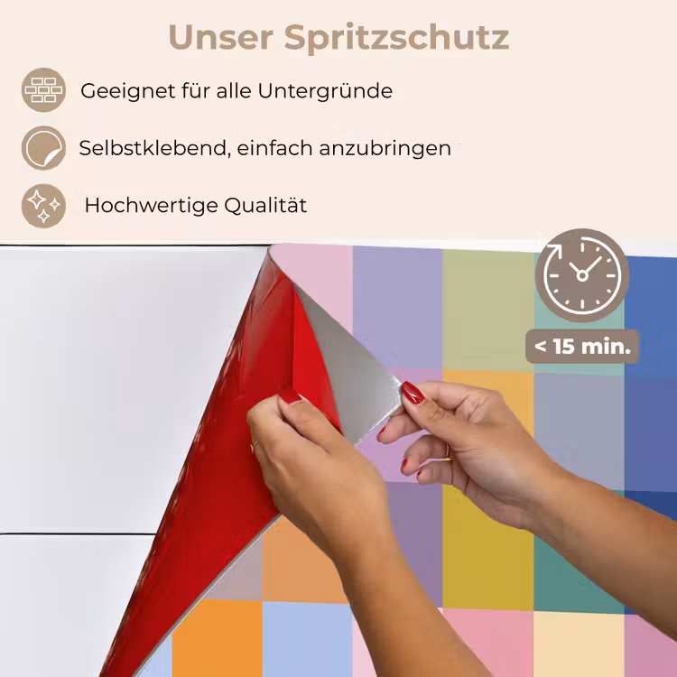 Spritzschutz Küche - Blöcke - Quadratisch - Gemustert - Farbig — 4