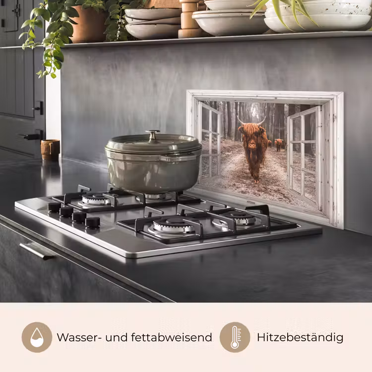 Spritzschutz Küche - Ansicht - Schottischer Highlander - Fenster — 2