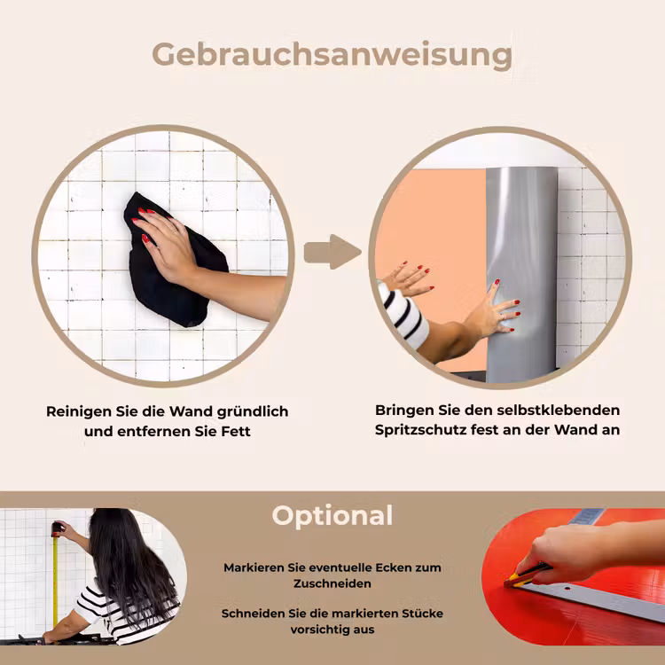 Spritzschutz Küche - Aprikose - Rosa - Pastell - Einfarbig - Farbe — 6