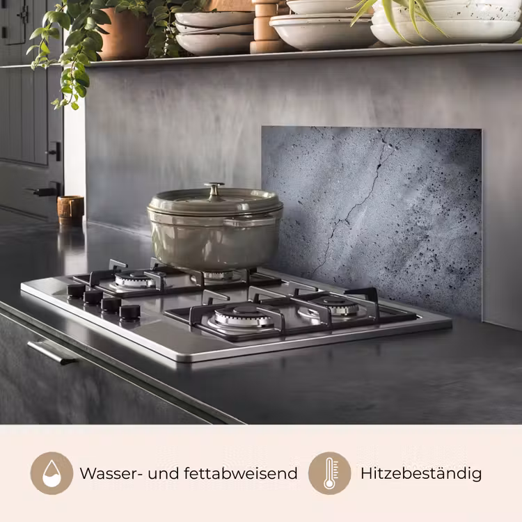 Spritzschutz Küche - Beton - Grau - Riss — 2