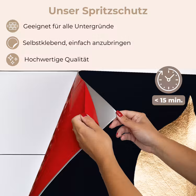 Spritzschutz Küche - Blätter - Gold - Schwarz - Pflanzen - Luxus — 4