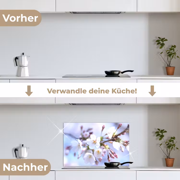 Spritzschutz Küche - Blumen - Sakura - Zweig - Blütendolden — 7