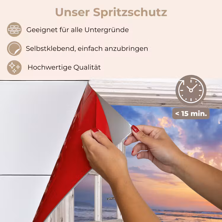 Spritzschutz Küche - Aussicht - Meer - Strand - Sonnenuntergang - Blau — 4