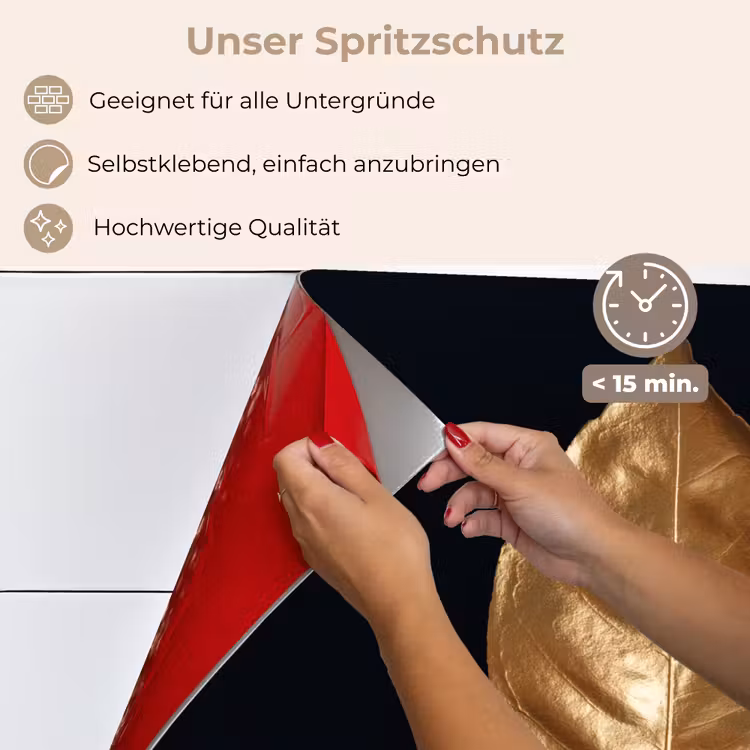 Spritzschutz Küche - Blätter - Chic - Gold - Pflanzen - Schwarz — 4