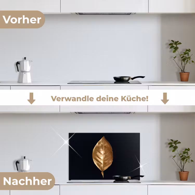 Spritzschutz Küche - Blätter - Chic - Gold - Pflanzen - Schwarz — 7