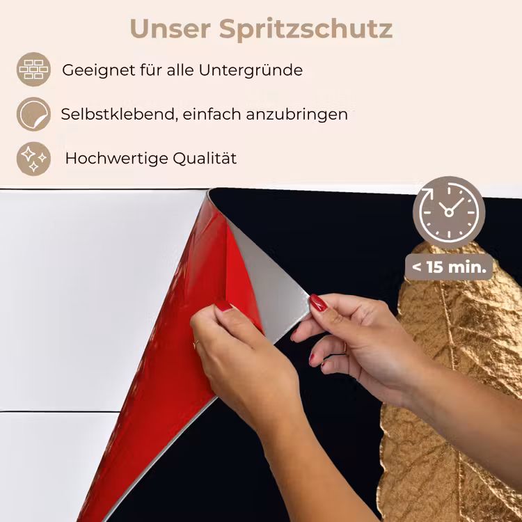 Spritzschutz Küche - Blätter - Schwarz - Gold - Luxus - Natur — 4