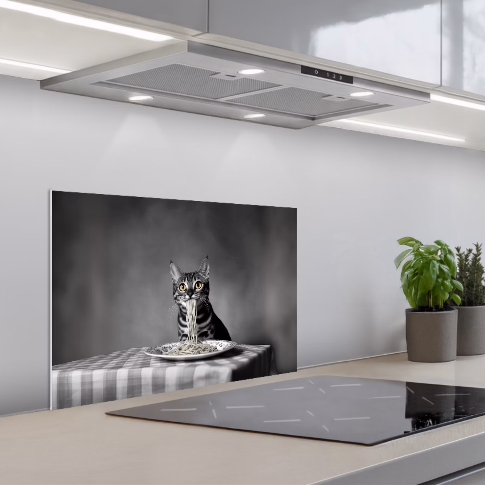Spritzschutz Küche - Bengalisch - Katze - Tischtuch - Schwarz - Weiß - Tier — 1