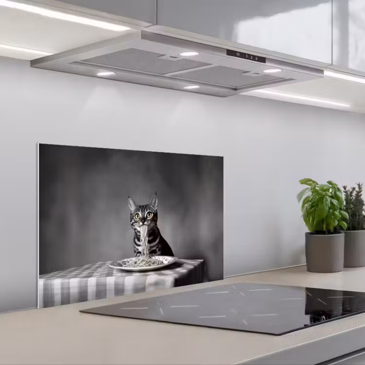Spritzschutz Küche - Bengalisch - Katze - Tischtuch - Schwarz - Weiß - Tier — 1
