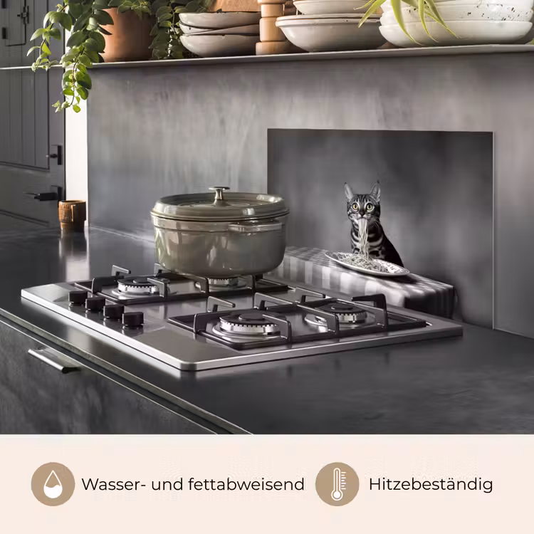 Spritzschutz Küche - Bengalisch - Katze - Tischtuch - Schwarz - Weiß - Tier — 2